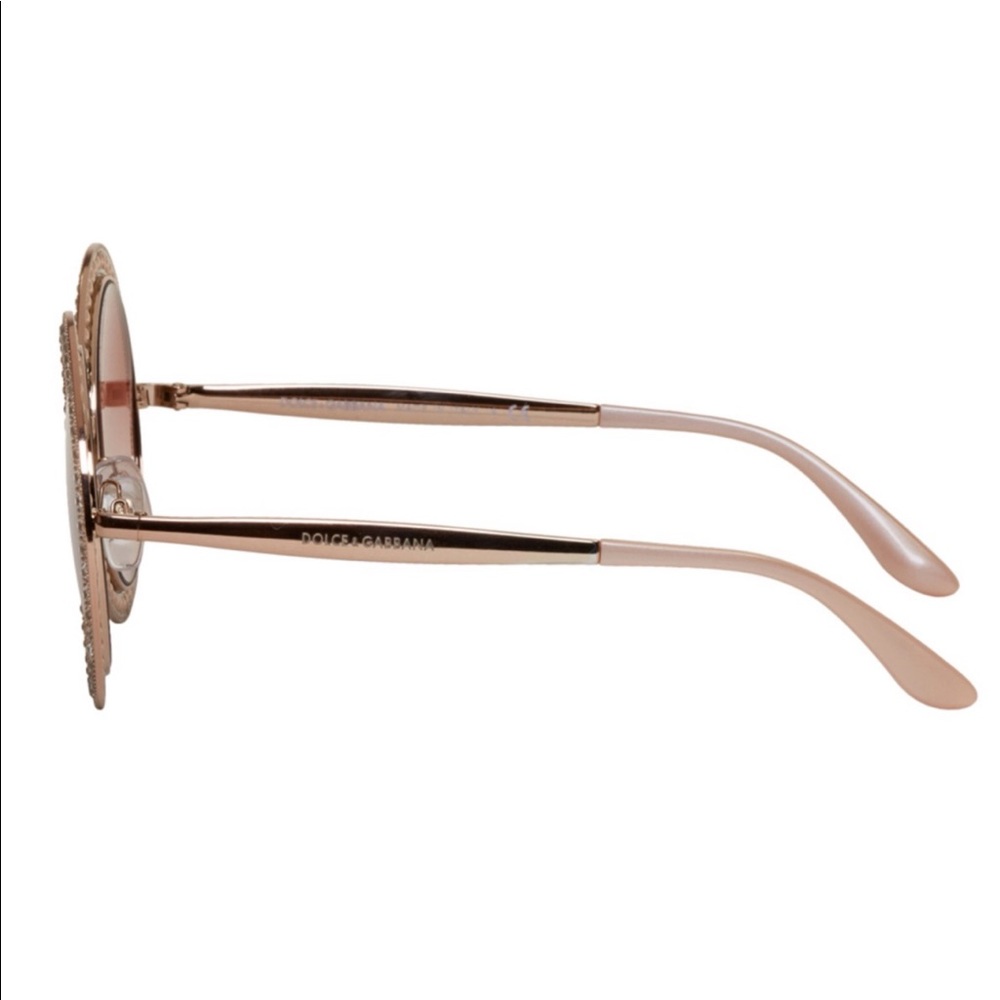 Dolce & Gabbana Rose Gold Round Crystal Sunglasses - Picture 2 of 12